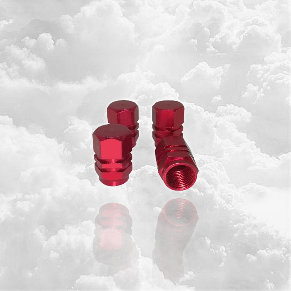 4pc Universal Car Tire/Wheel Aluminum Valve Stem Caps Red